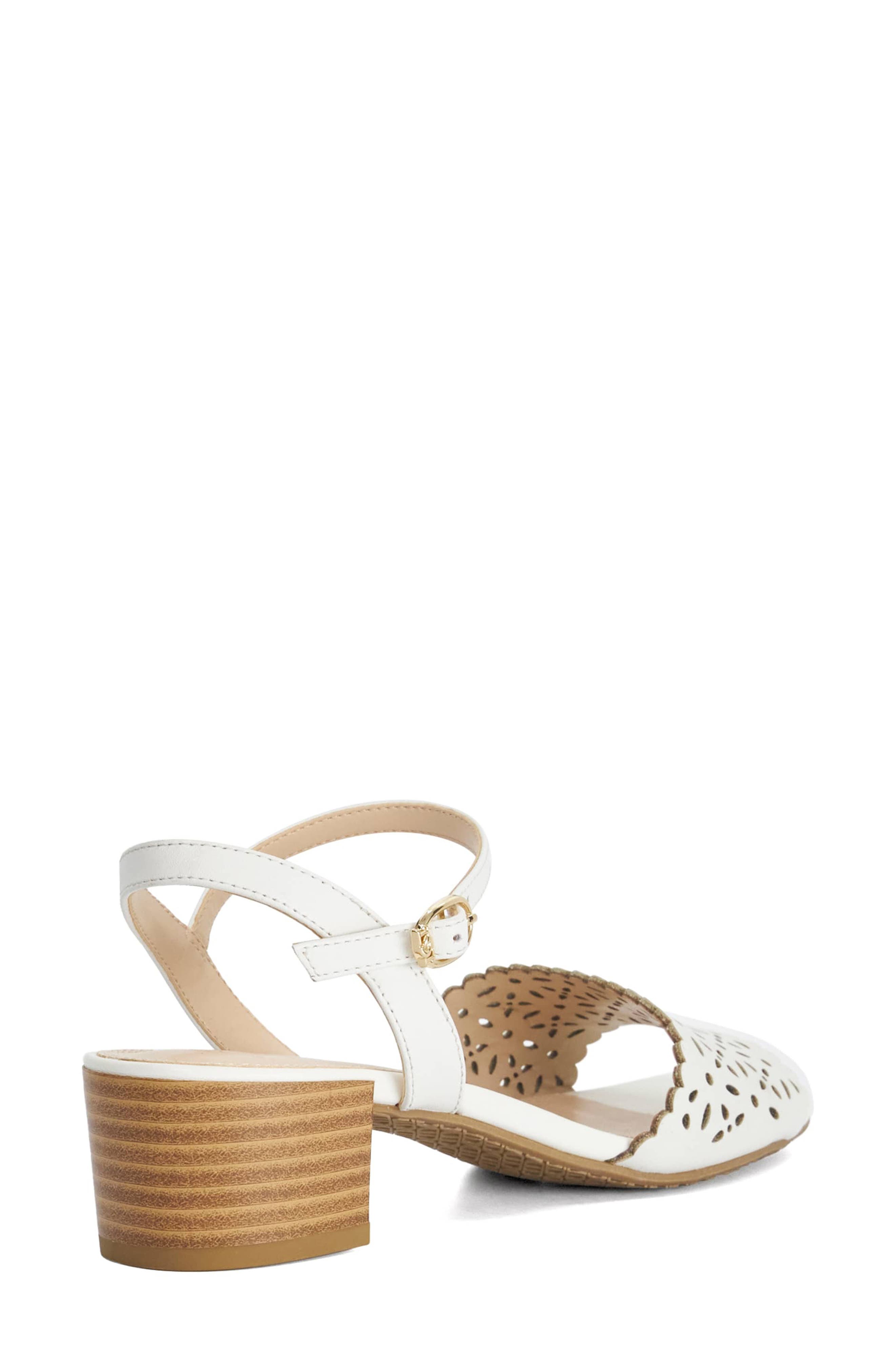 Dune London Josephina Leather Sandal, Alternate, color, White
