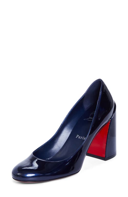 Christian Louboutin Stylish Block Heel Round Toe Pumps In Blue