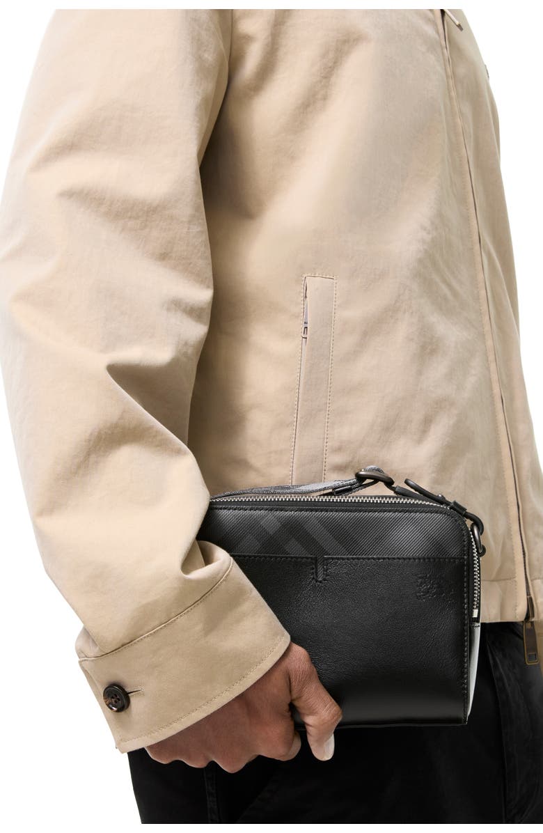 Burberry Pop Check Crossbody Bag, Alternate, color, Black/Iron Grey