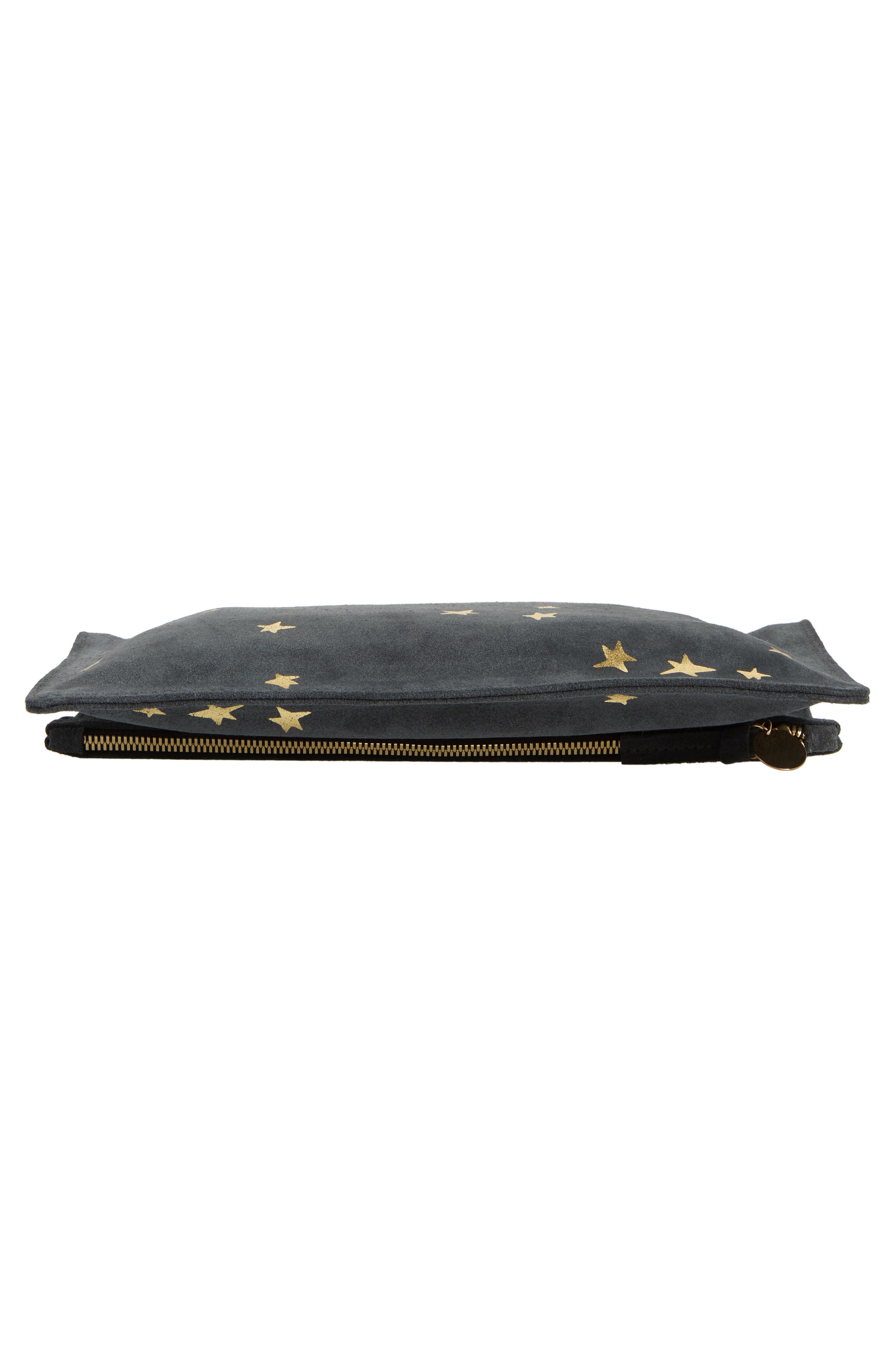 Clare V. Margot Star Print Foldover Suede Clutch, Alternate, color, 