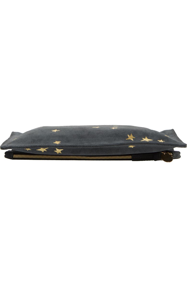 Clare V. Margot Star Print Foldover Suede Clutch, Alternate, color,