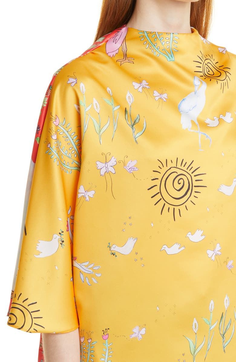 Dauphinette Floatkerchief Mixed Print Top, Alternate, color, 