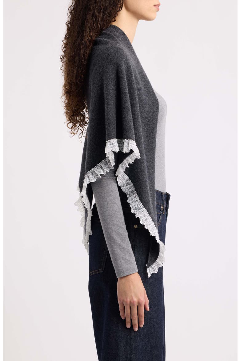 Lace Trim Triangular XX-Large Wool Scarf, Main, color, PHANTOM