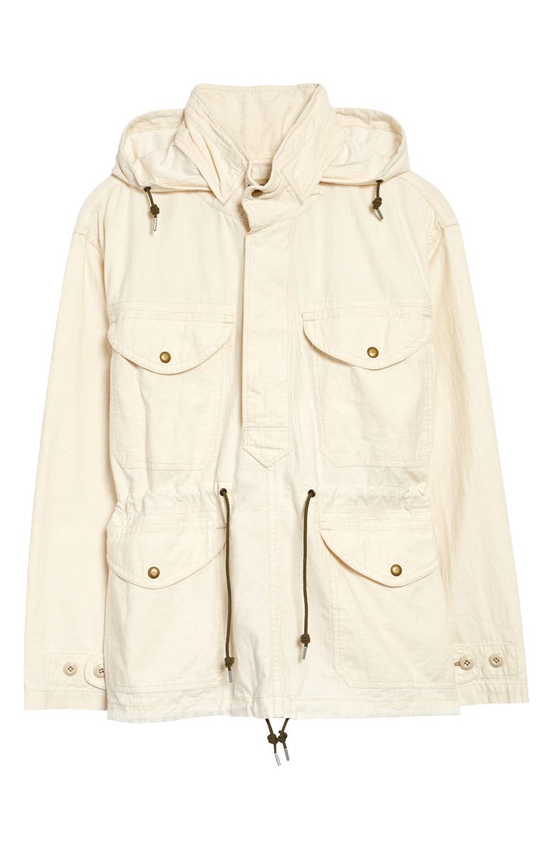 Double RL RRL Hughes Drawstring Waist Cotton & Flax Sateen Pullover, Main, color, 