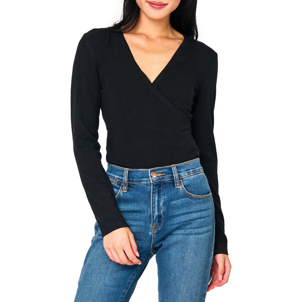 Shop Gibsonlook Surplice Ponte Bodysuit In Black