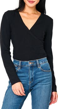 GIBSONLOOK Surplice Ponte Bodysuit