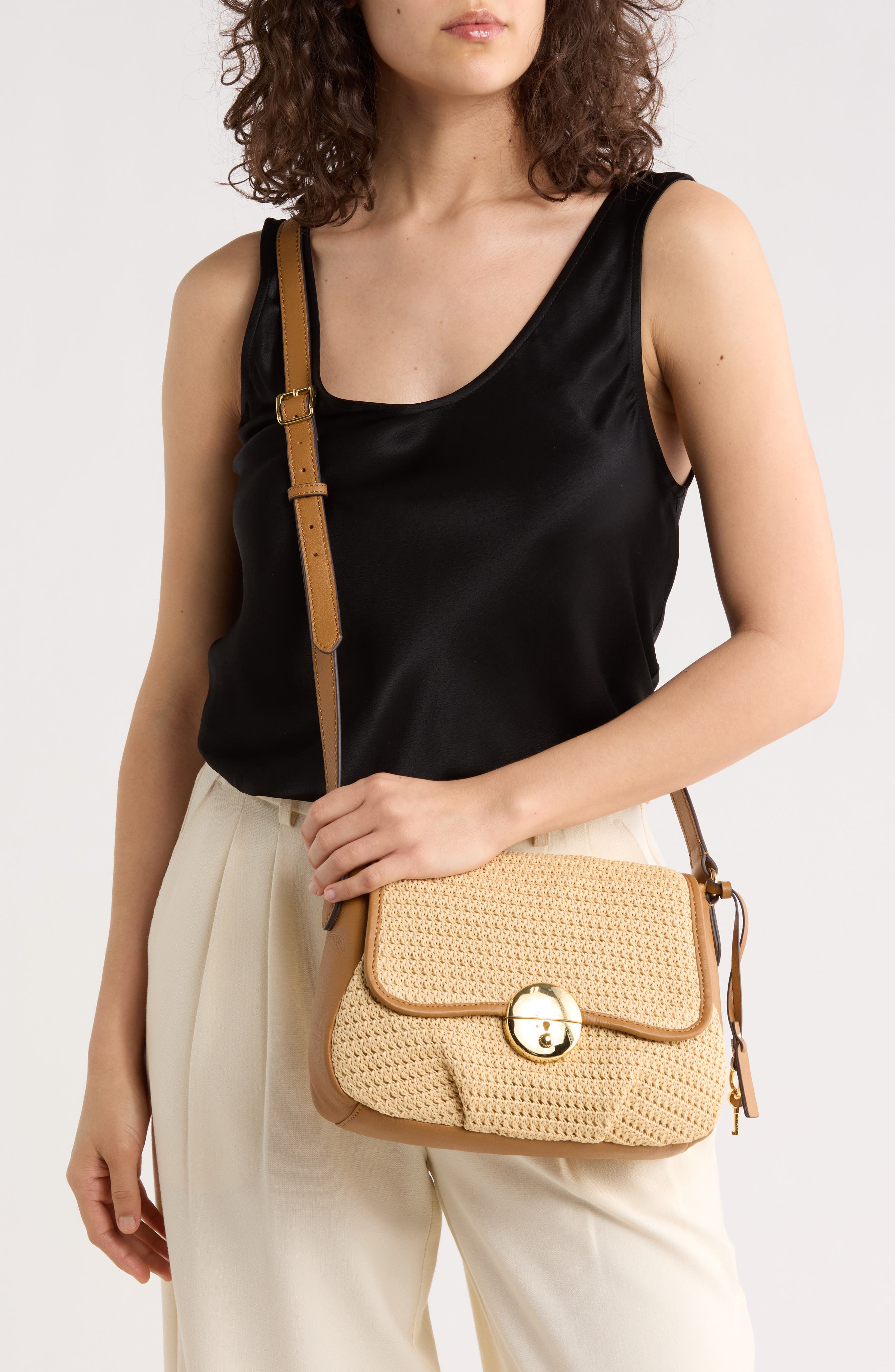 Cannes Flap Crossbody Bag, Alternate, color, RAFFIA CANYON
