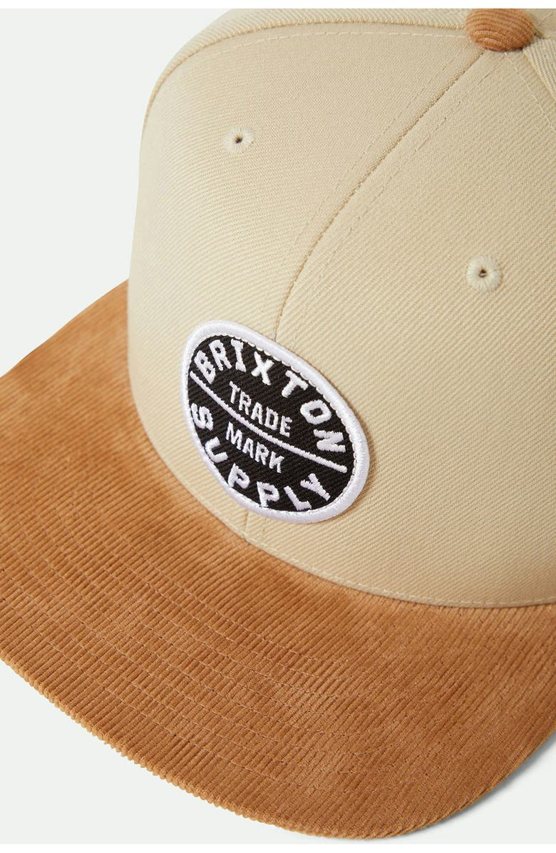 Brixton Oath III Snapback Twill Baseball Cap, Alternate, color, Sand/ Light Brown Corduroy