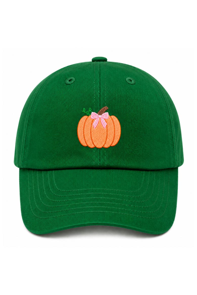 Pumpkin Bow Baseball Hat, Main, color, Green