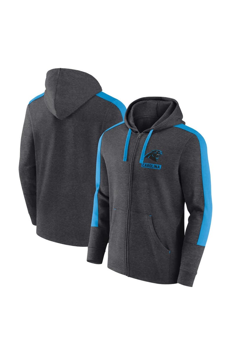 FANATICS Men's Fanatics  Heather Charcoal Carolina Panthers Gains Full-Zip Hoodie, Alternate, color, Heather Charcoal