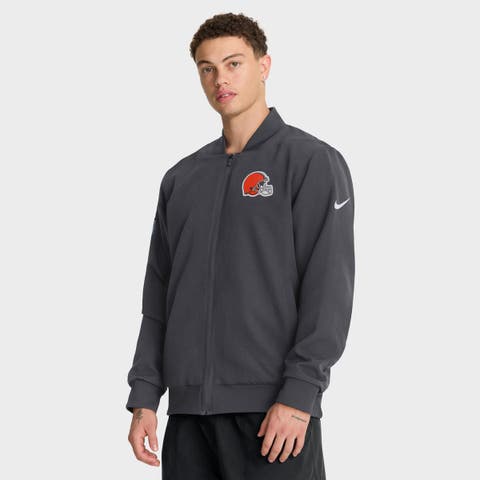 Men's Nike Anthracite Cleveland Browns Sideline Powerful Blocking Full-Zip Dri-FIT Bomber Jacket