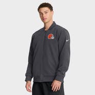 Nike Men's Nike Anthracite Cleveland Browns Sideline Powerful Blocking Full-Zip Dri-FIT Bomber Jacket