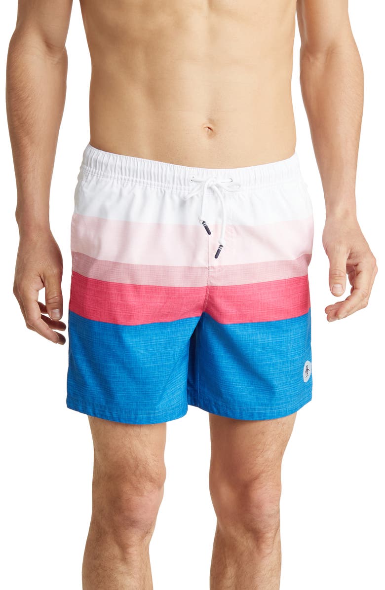 Original Penguin Recycled Polyester Blend Swim Trunks, Main, color, 