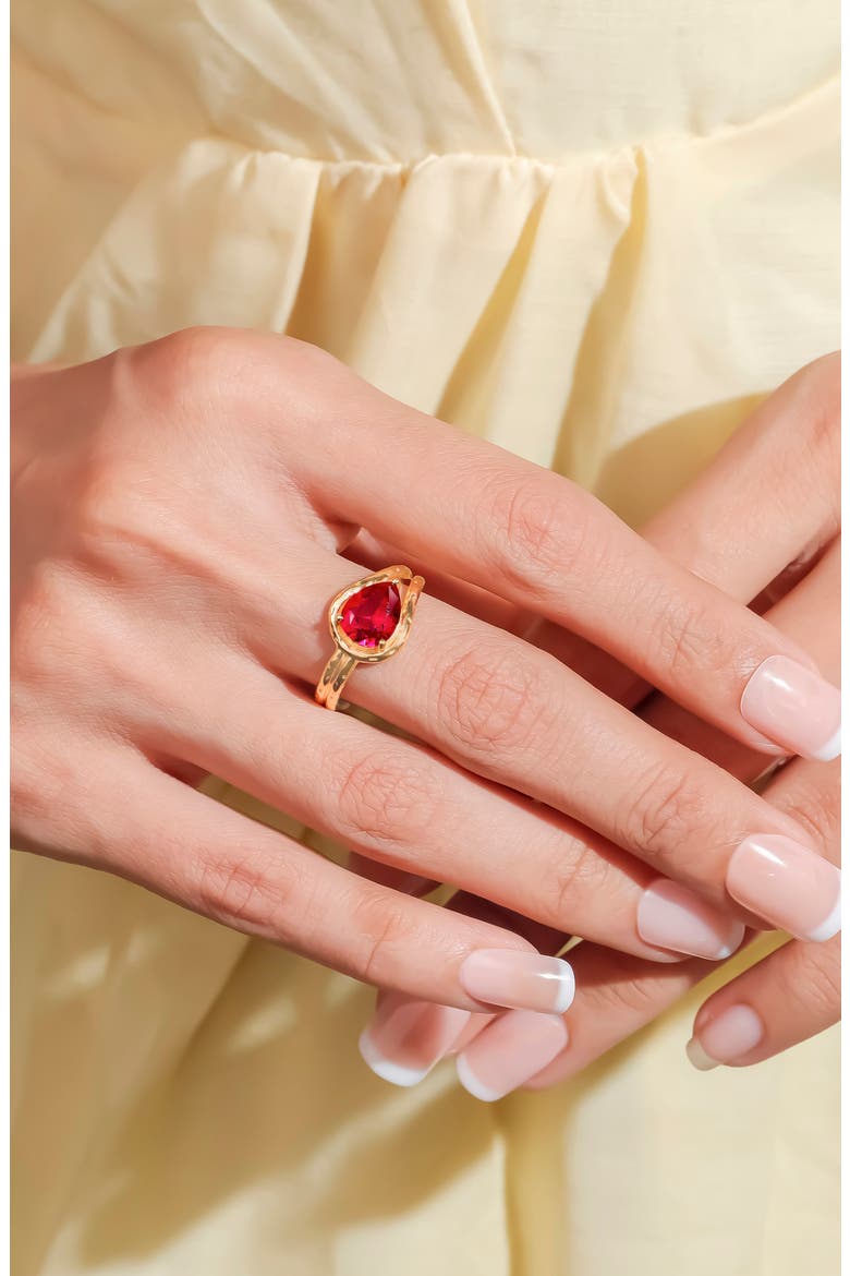 Lab Created Ruby Pear Ring, Alternate, color, PINK
