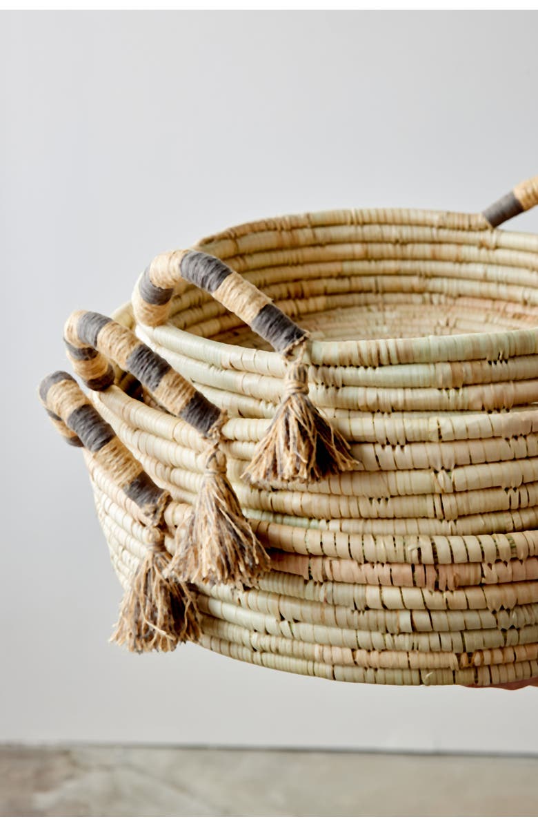 kanju Interiors Natural Banded Betty Tray with Tassel, Alternate, color, Natural