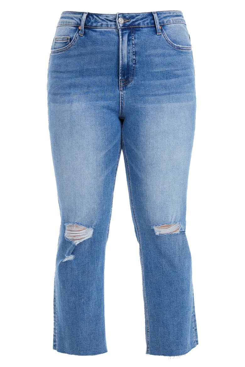 Distressed Slim Straight Leg Jeans, Alternate, color, MEDIUM BLUE