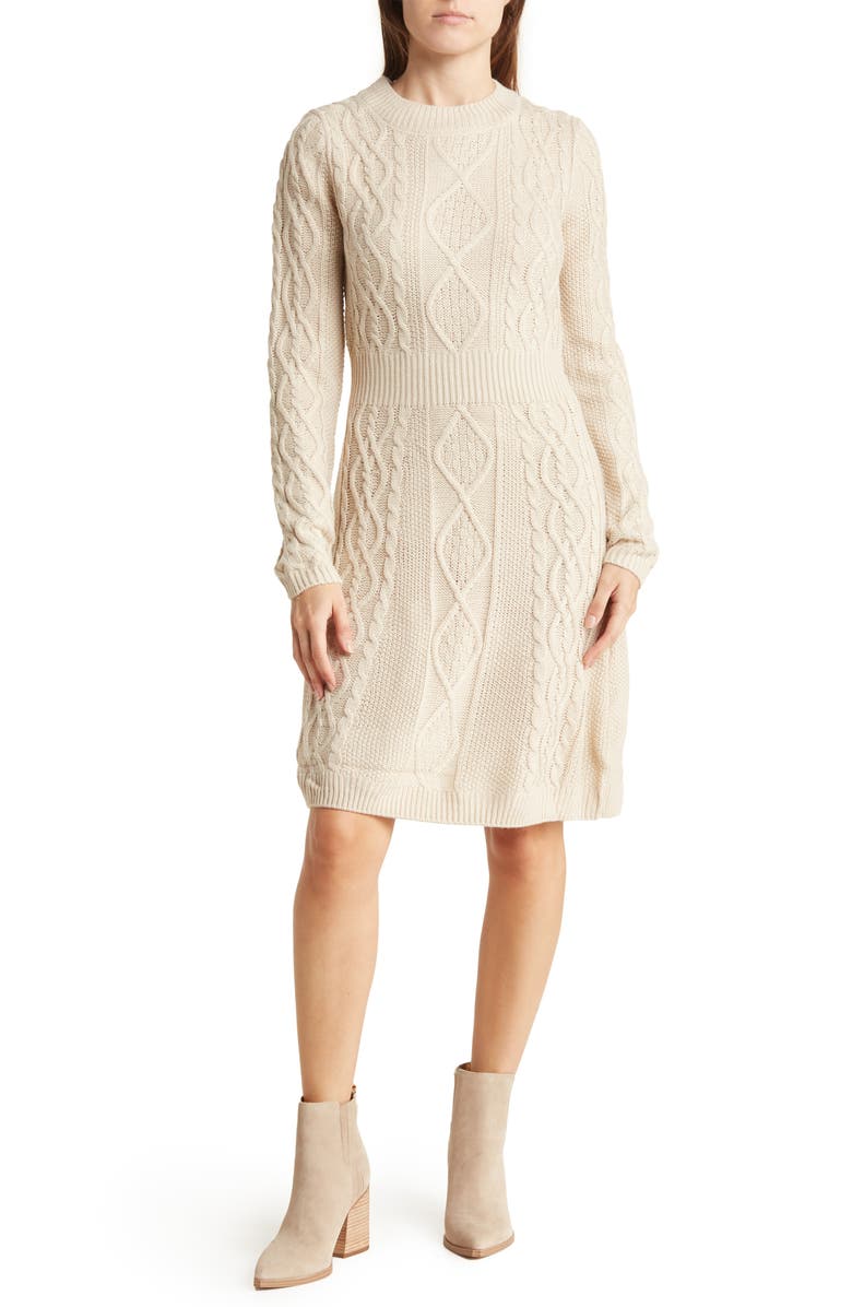 Lucky Brand Cable Knit Sweater Dress, Main, color, 
