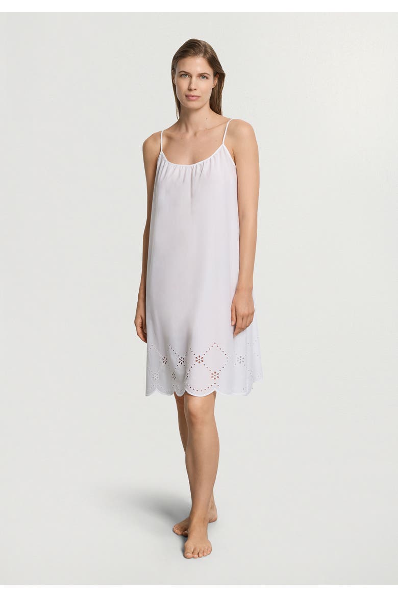 Lumi Scalloped Cotton Chemise, Alternate, color, White