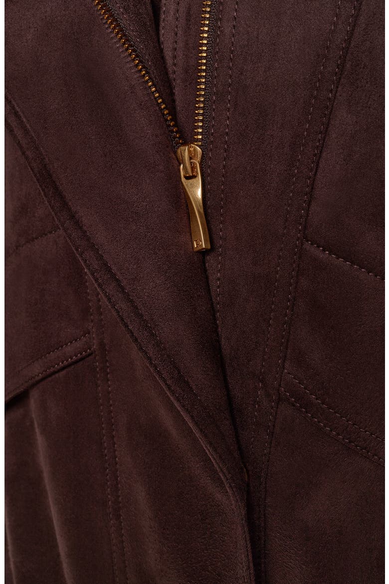 Faux Suede Zip Front Jacket, Alternate, color, ESPRESSO