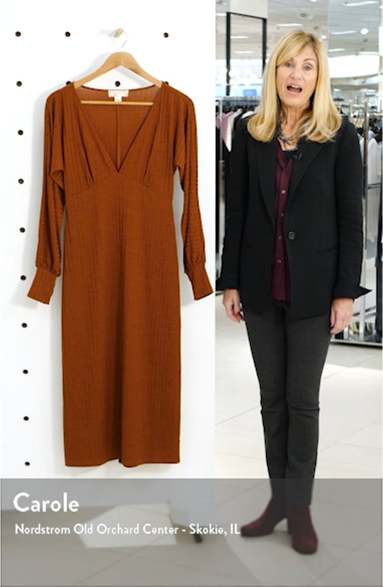 Tarte Long Sleeve Plunge Neck Midi Dress, sales video thumbnail