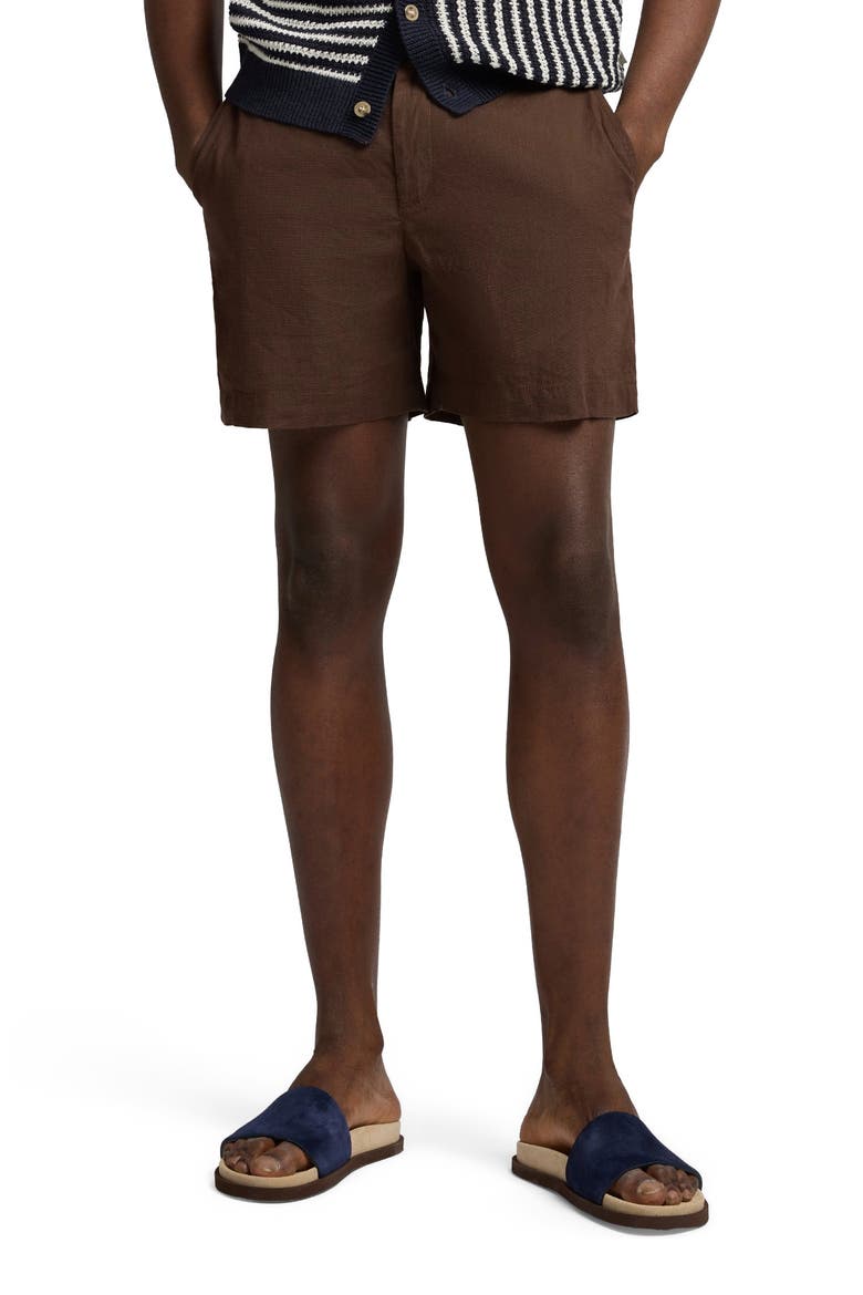 Stretch Linen 6" Short, Alternate, color, Espresso