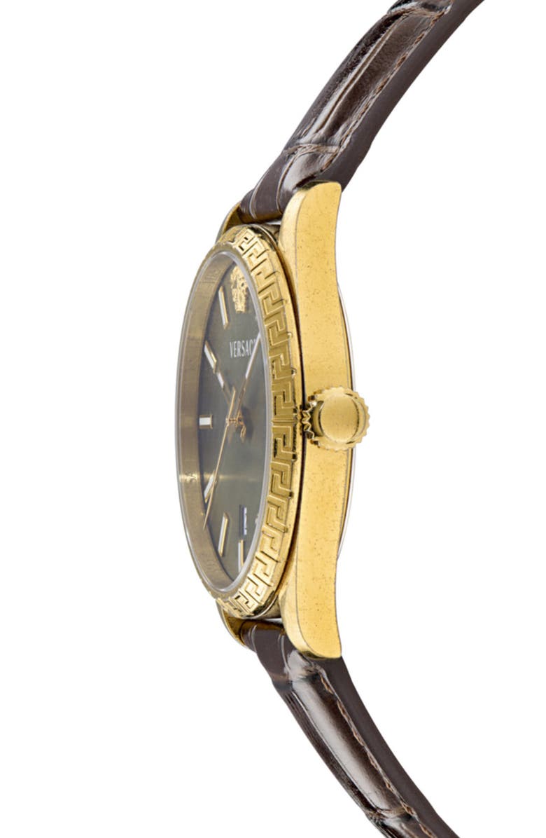 Versace Millenyium Leather Strap Watch, 40mm, Alternate, color,