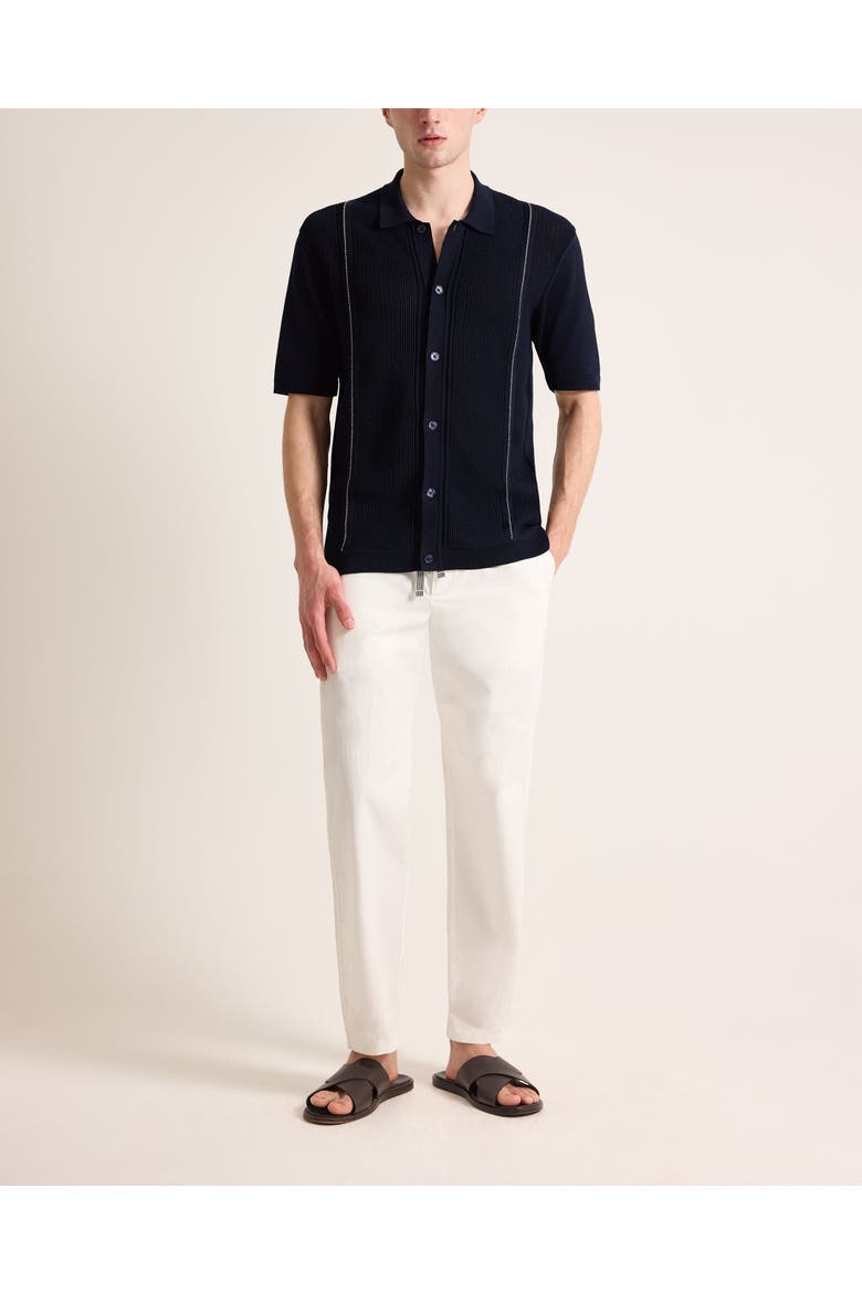 Roddy Relaxed Fit Chevron Stripe Knitted Shirt, Main, color, NIGHT IRIS/CASHEW STRIPE