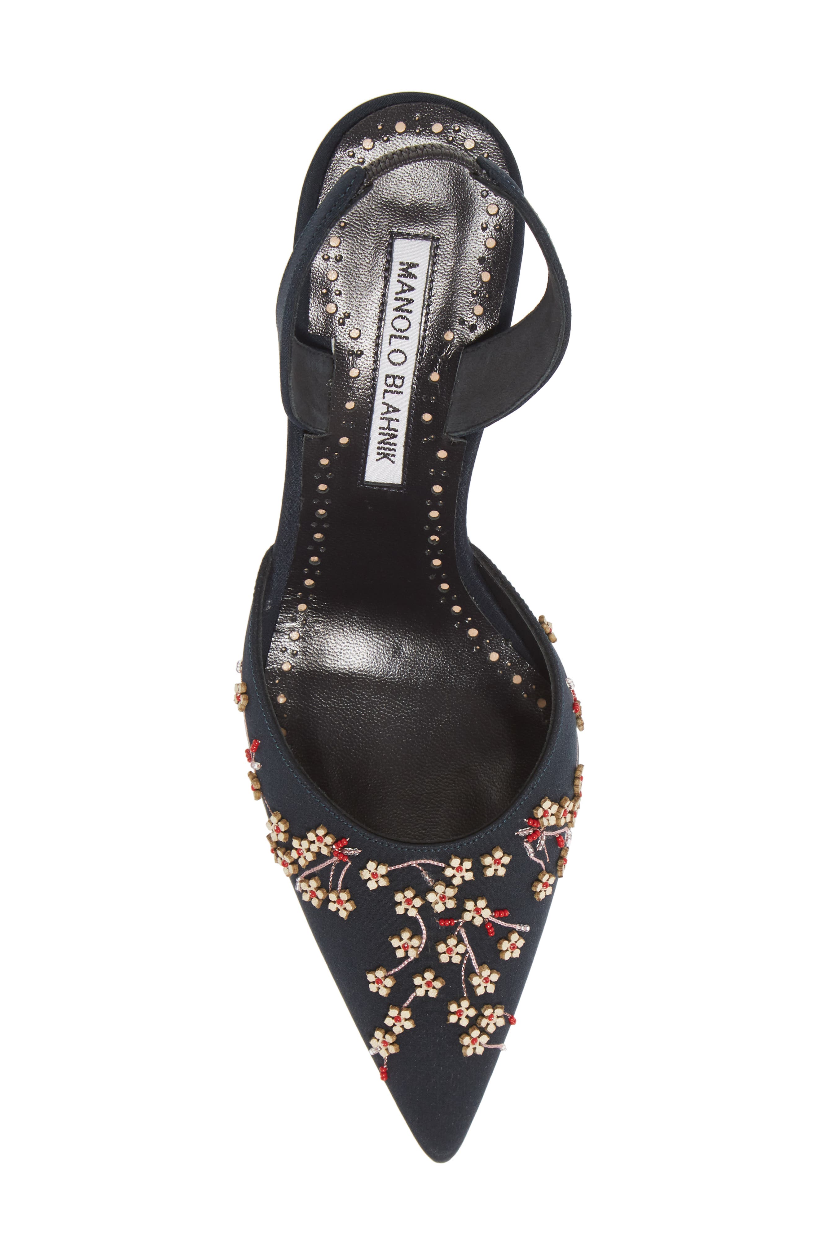 Manolo Blahnik Skyler Floral Embellished Pointed Toe Pump, Alternate, color, 