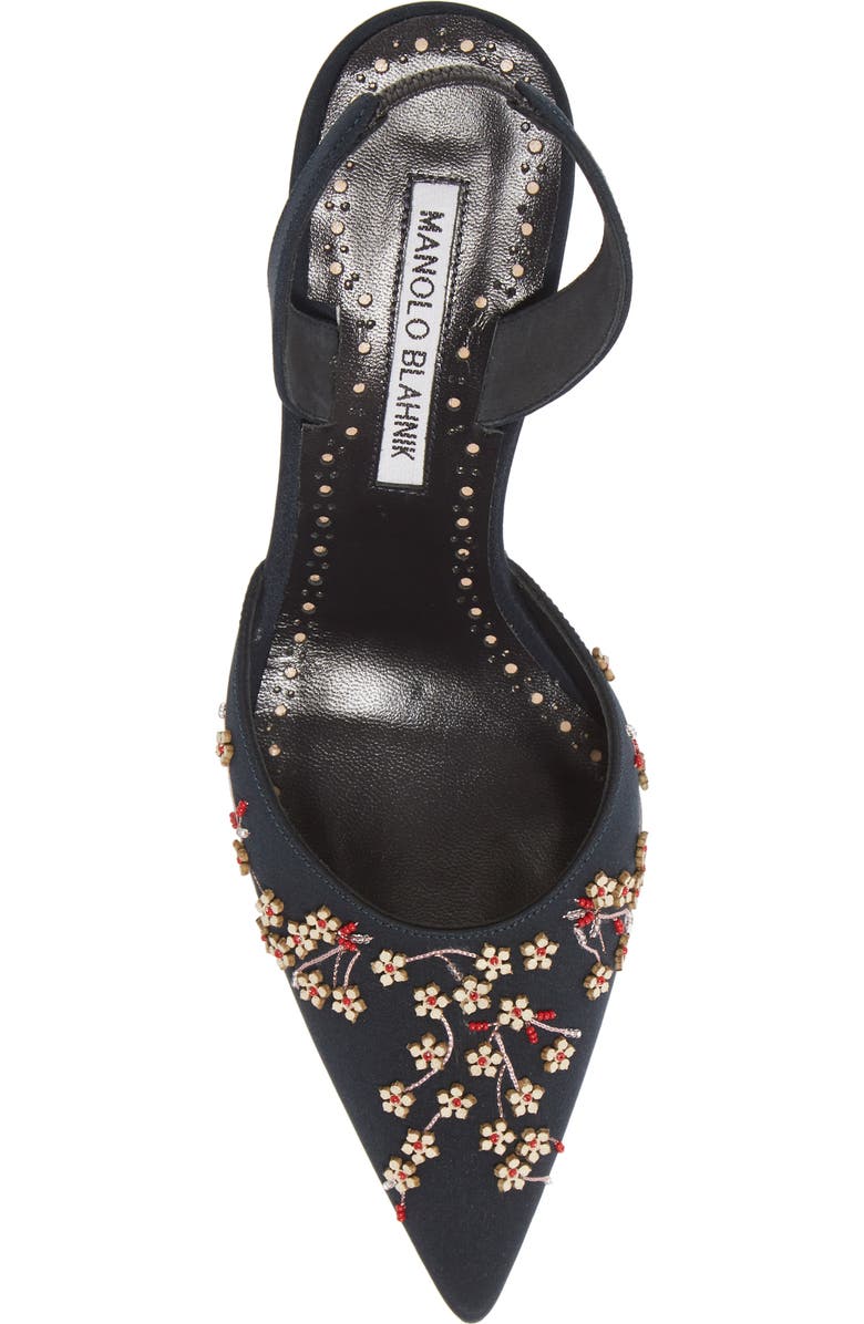 Manolo Blahnik Skyler Floral Embellished Pointed Toe Pump, Alternate, color,