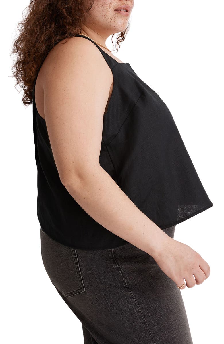 Madewell Cross Back Sleeveless Linen Top, Alternate, color, 
