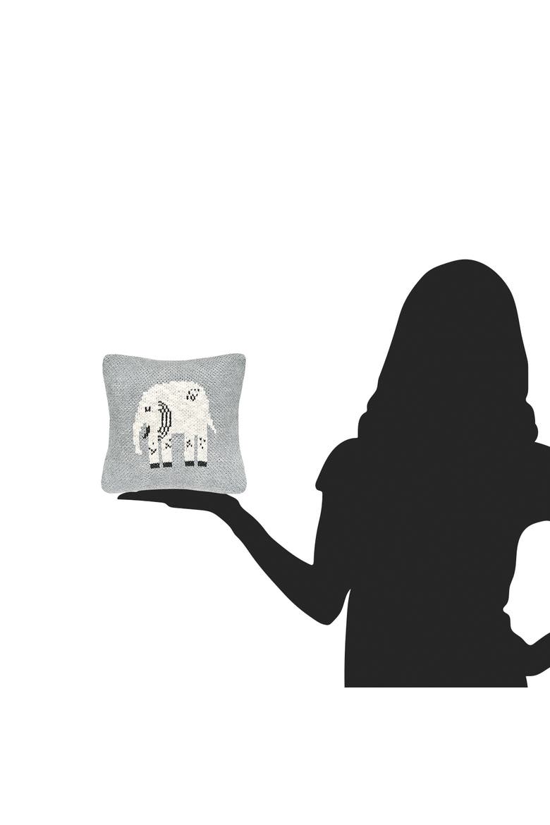 Elephant Knitted Small Petite Throw Pillow, 10" x 10", Alternate, color, Gray