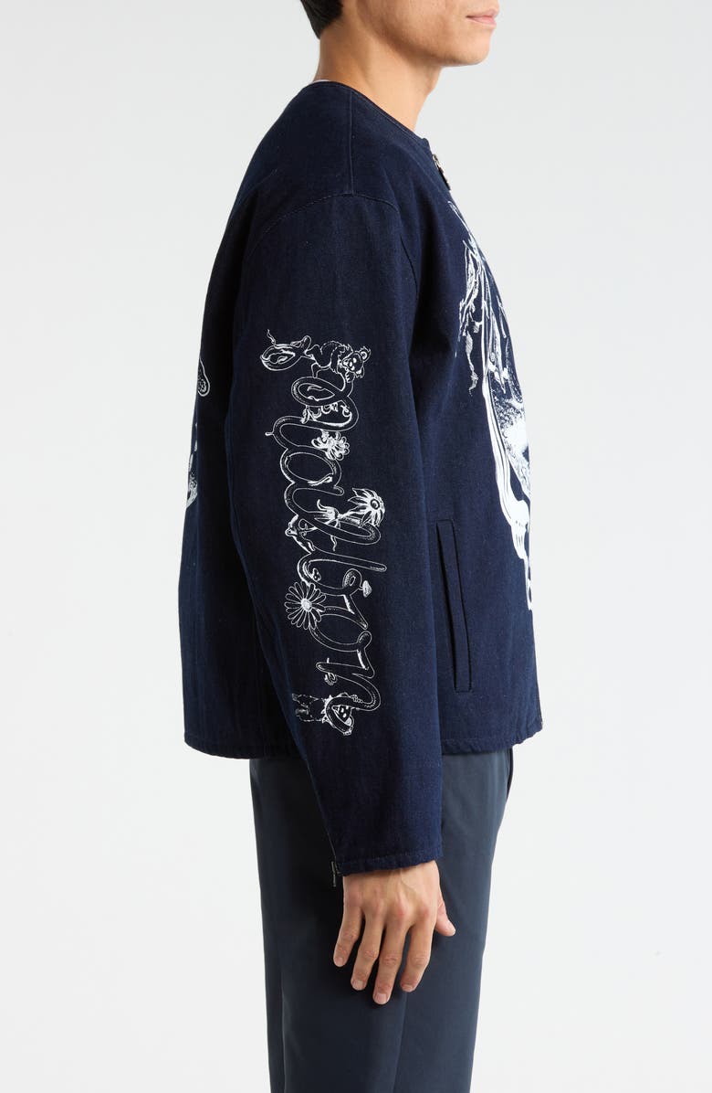 Malbon Golf Grateful Dead Moto Jacket, Alternate, color, Denim