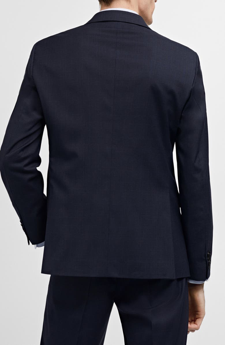 MANGO Slim Fit Navy Check Textured Stretch Sport Coat, Alternate, color, Dark Navy