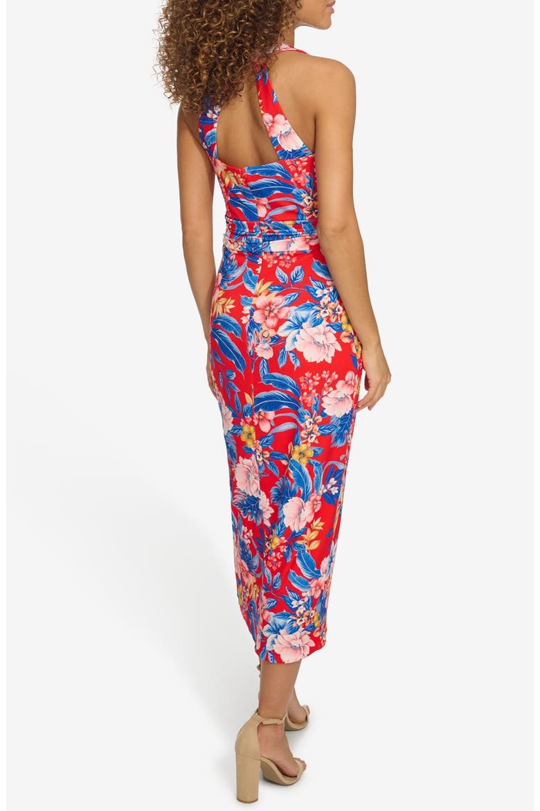 Ruched Midi Dress, Alternate, color, RED MULTI