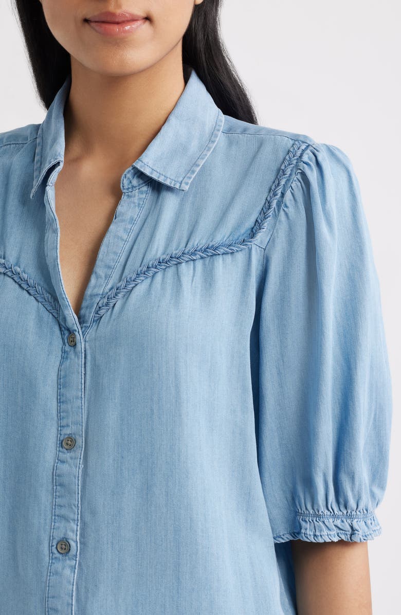 beachlunchlounge Indira Denim Shirt, Alternate, color, Light Wash