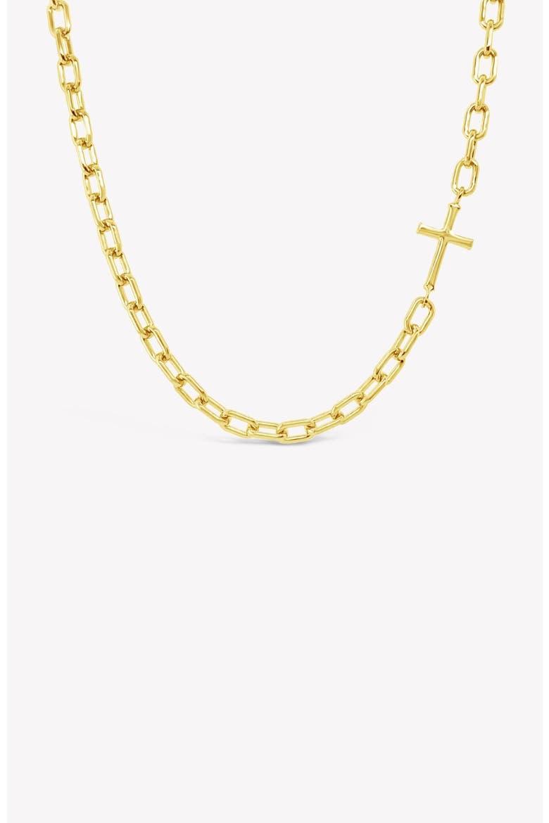 Mini Chain Breaker Cross Necklace, Main, color, 18k Gold Plated