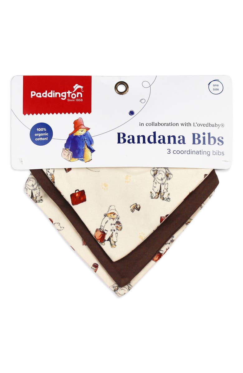 L'ovedbaby x Paddington<sup>©</sup> Assorted 3-Pack Organic Cotton Bandana Bibs, Alternate, color, Adventure Paddington