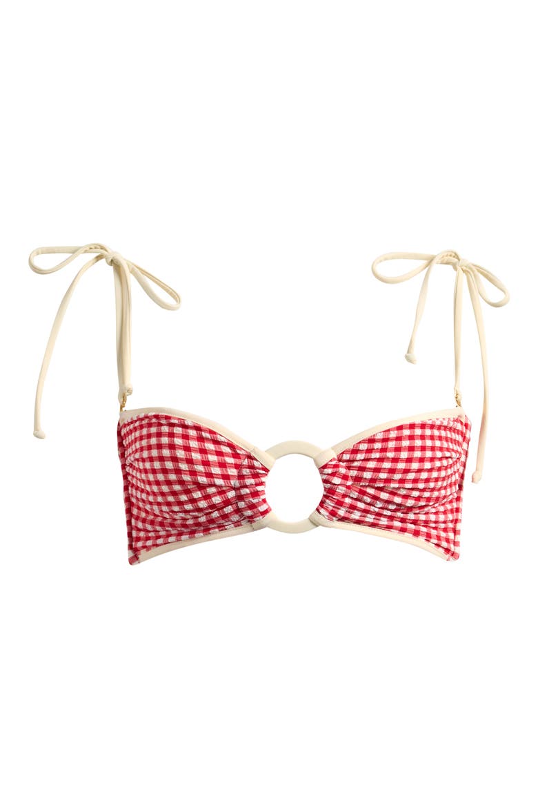 Tori Micro Gingham Binded Swim Top, Alternate, color, RED MICRO GINGHAM