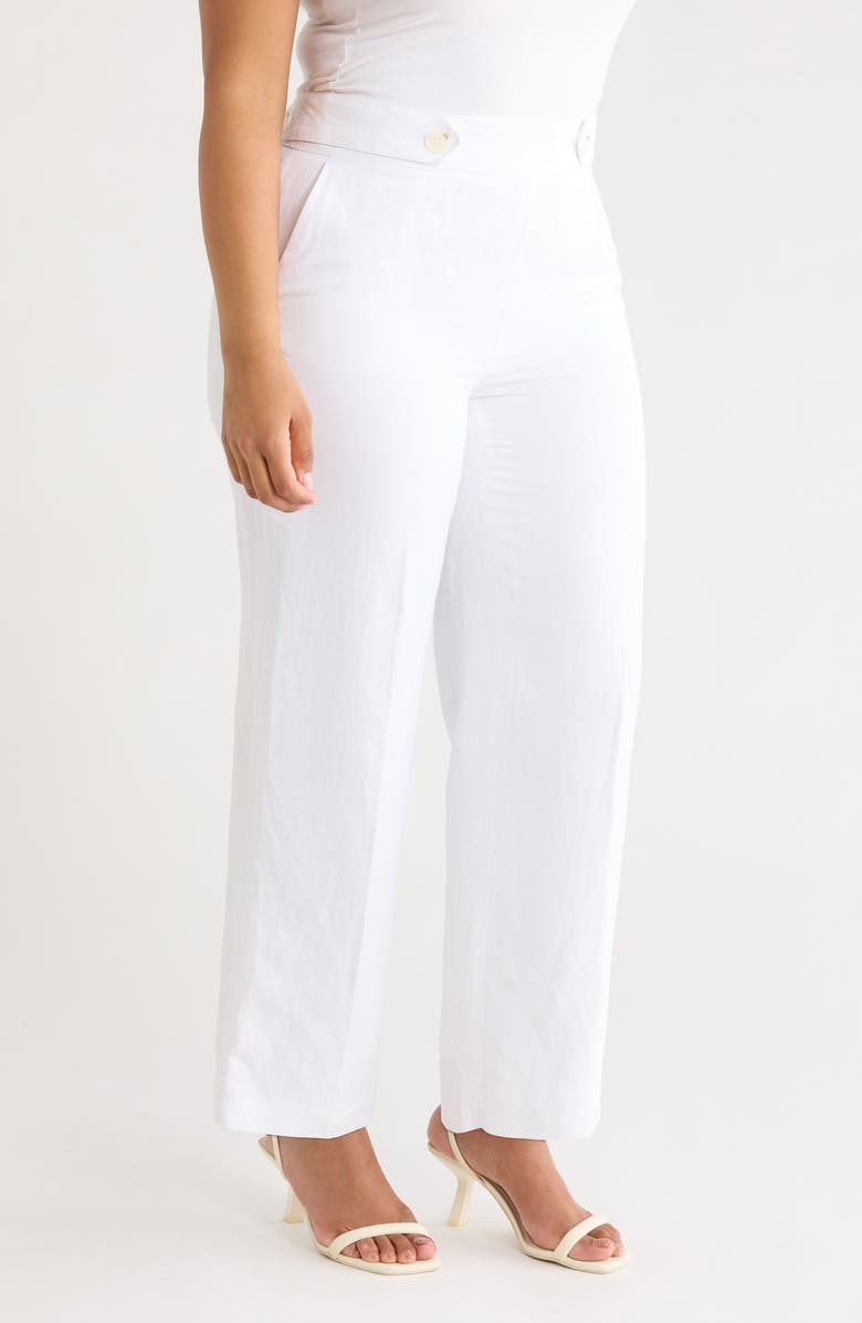 Anne Klein High Waist Wide Leg Pants, Alternate, color, Crisp White