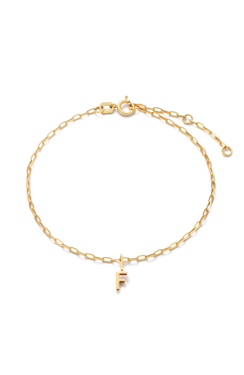 Ana Luisa Gold Charm Letter Bracelet, Main, color, F