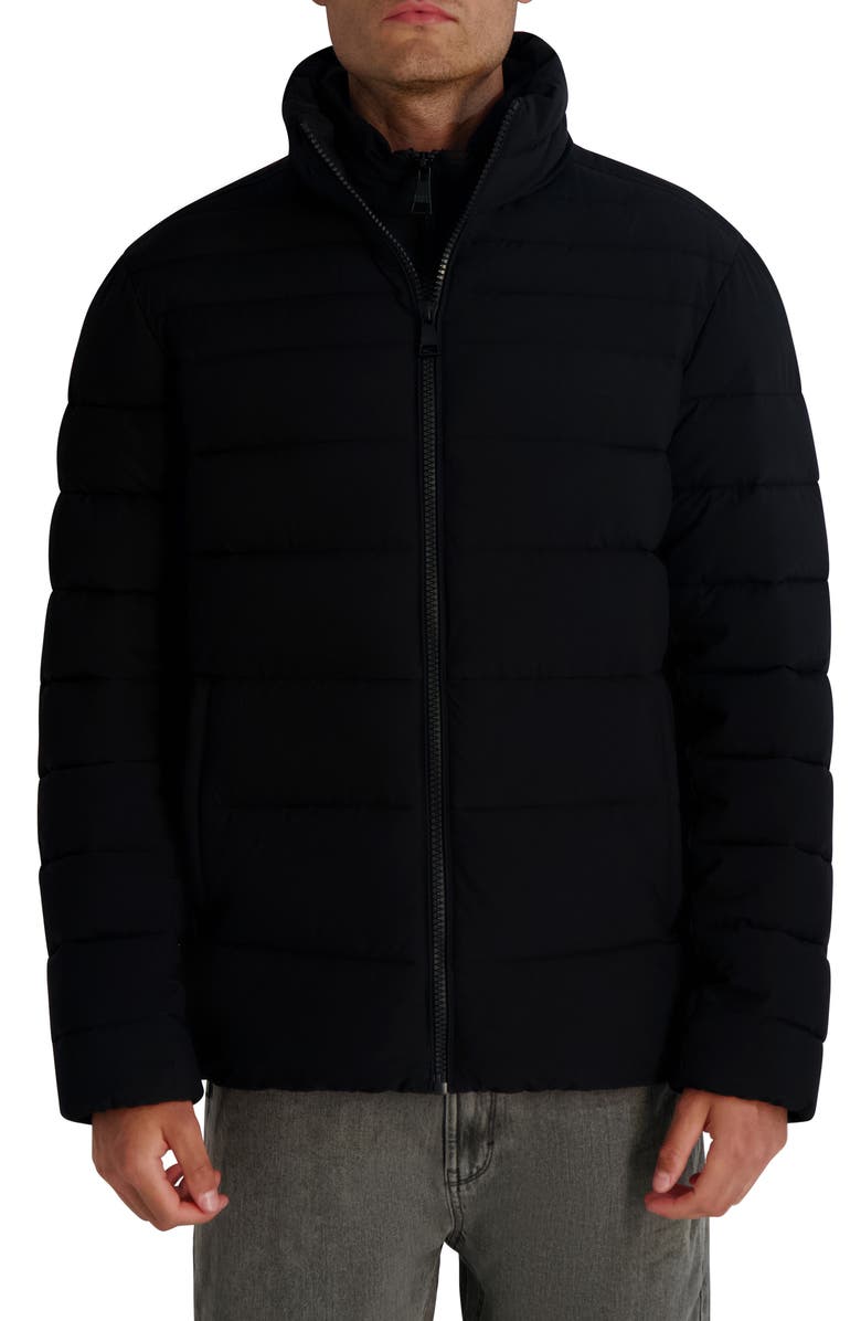 KARL LAGERFELD PARIS Quilted Midweight Puffer Jacket, Main, color, Black