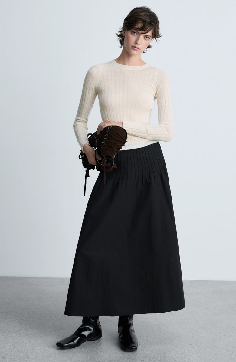 MANGO Gardenia Slim Rib Sweater, Alternate, color, Off White