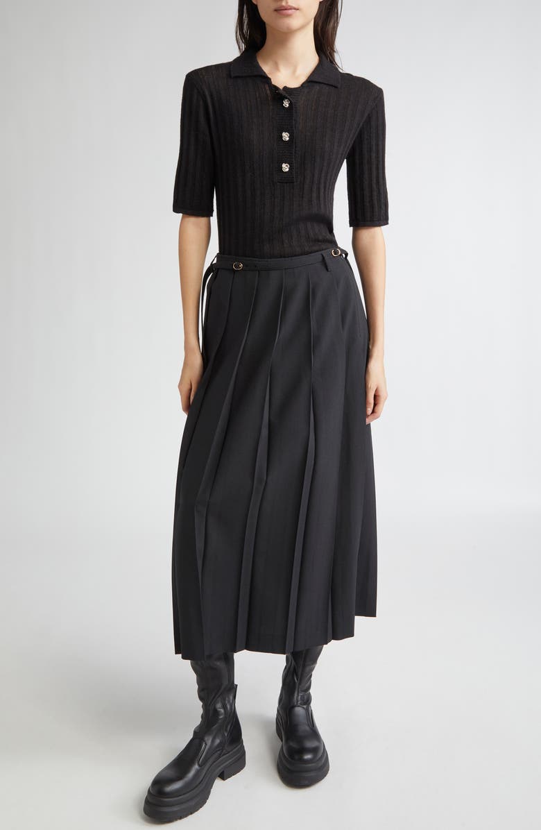 EENK Rose Button Polo Sweater, Alternate, color, Black