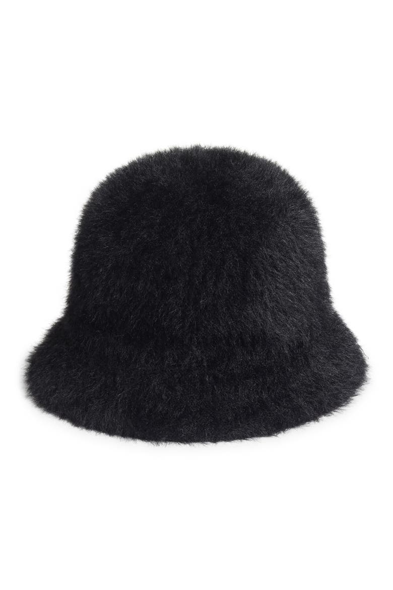 Faux Fur Bucket Hat, Main, color, BLACK