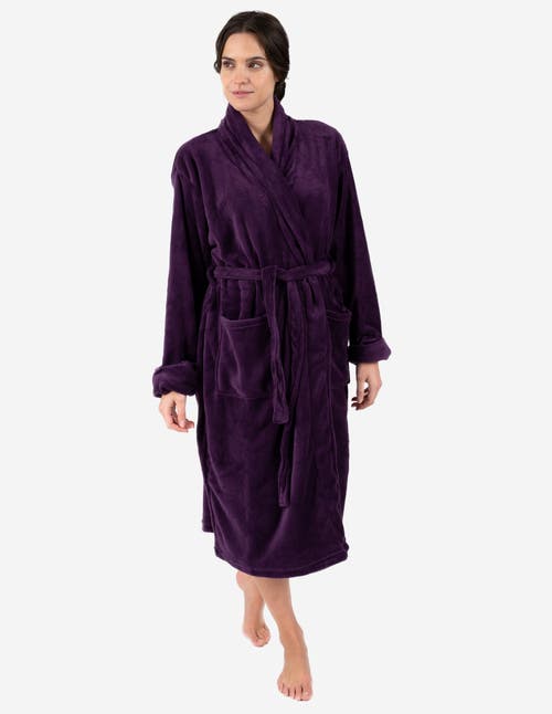 Leveret Fleece Classic Color Hooded Robes In Purple