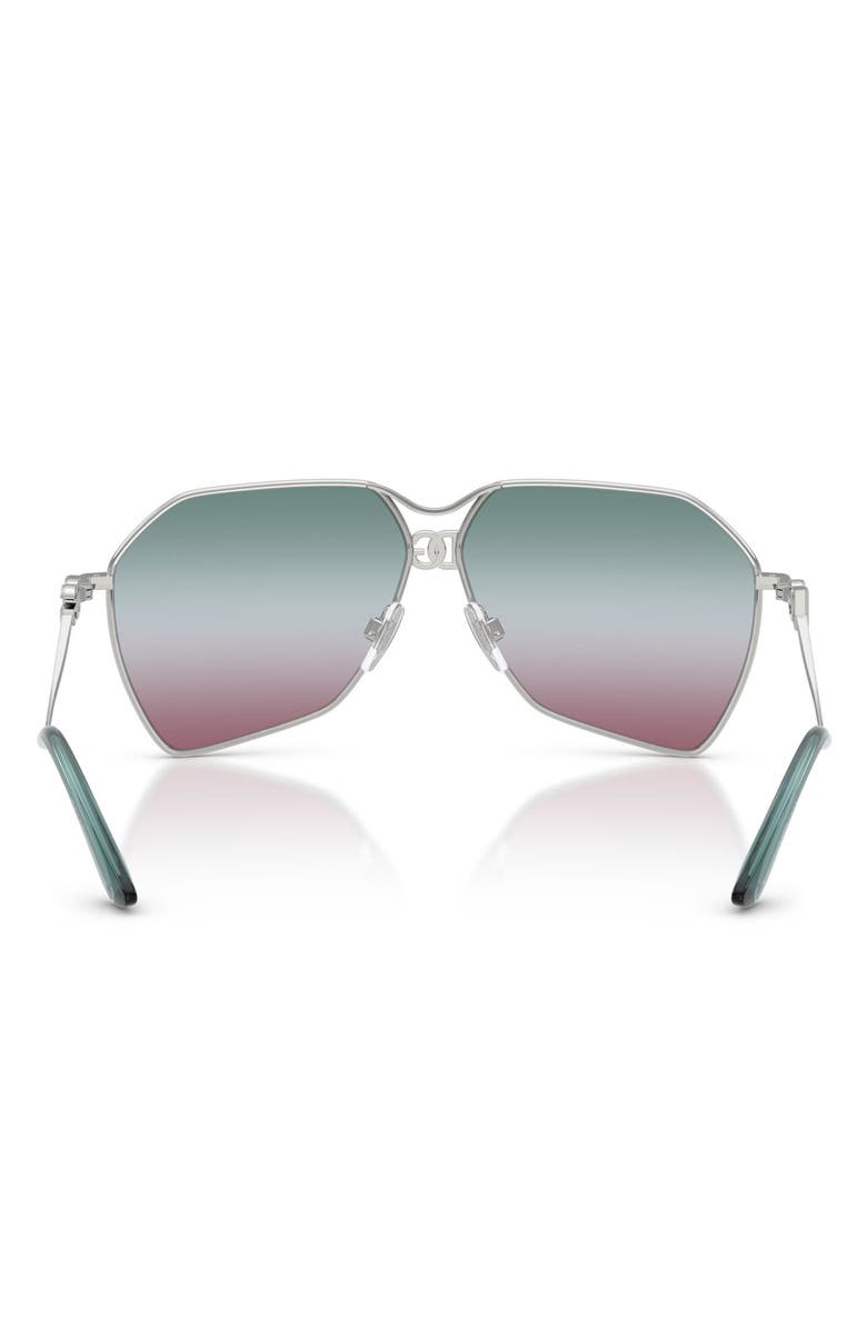 Dolce&Gabbana 62mm Gradient Pilot Sunglasses, Alternate, color, Silver / Grad Pink Grad Green