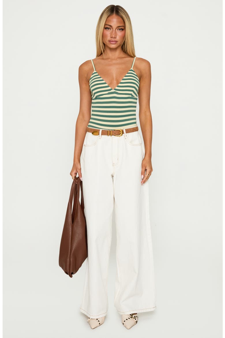 Like A Daydream Stripe Tank Bodysuit, Alternate, color, GREEN / CREAM