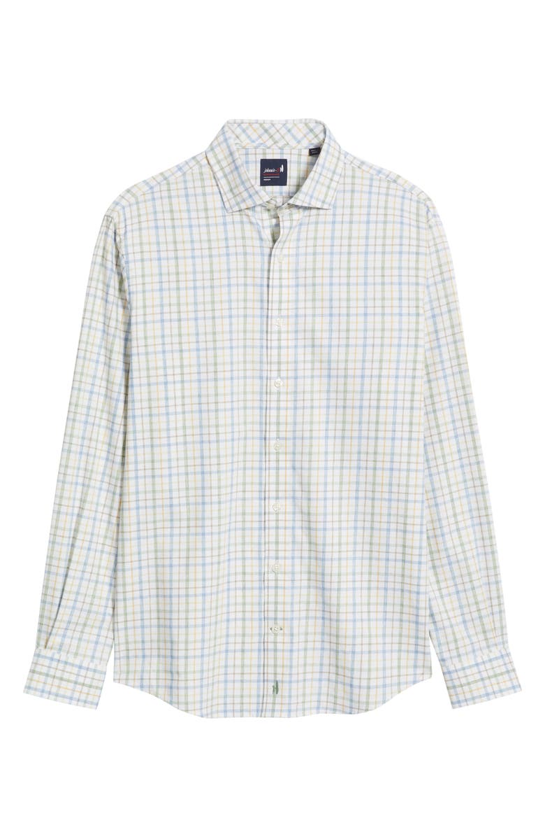 johnnie-O Maarten Plaid Performance Button-Up Shirt, Alternate, color, Moss