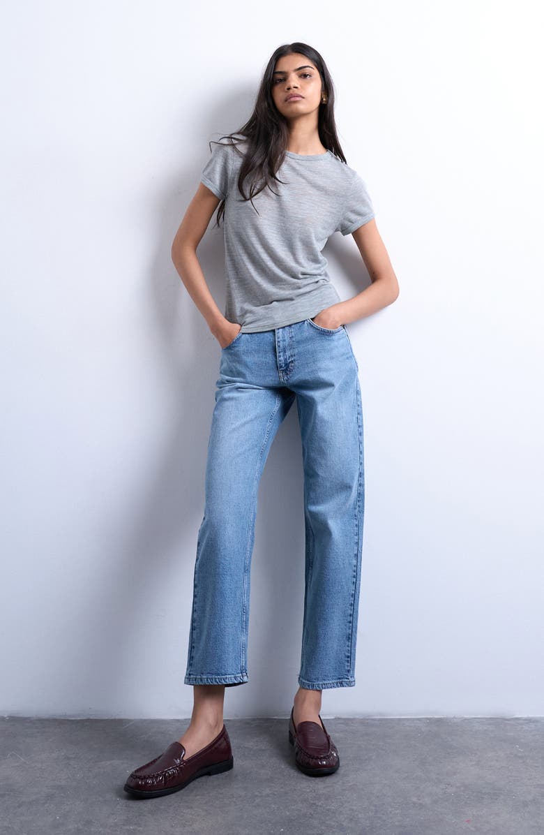 Topshop Orson Straight Leg Jeans, Alternate, color, Light Blue