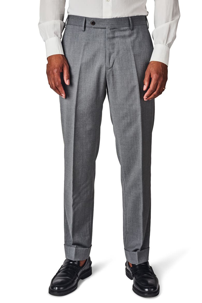 Parker Flat Front Solid Stretch Wool Trousers, Main, color, LIGHT GREY